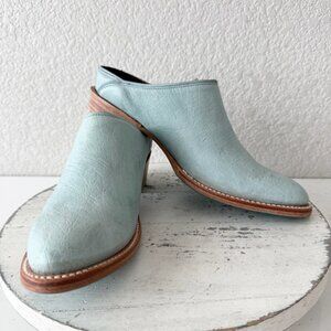 Lane Plain Jane Mule Womens Blue Ostrich Leather Cowboy Boots Western Shoes 7.5